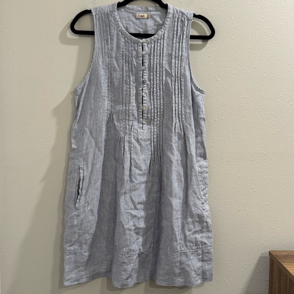 Faherty Medium Striped Isha Linen Mini Dress Relaxed Lagenlook Beach Resortwear - Picture 2 of 9